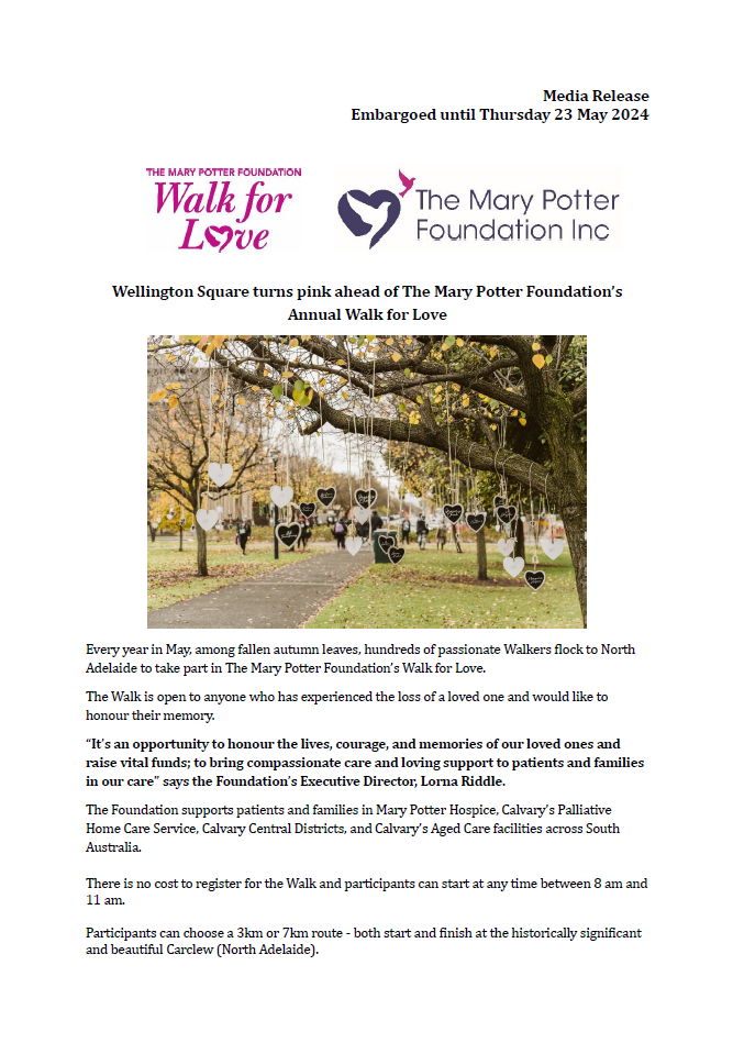 Wellington Square turns pink ahead of The Mary Potter Foundations Annual Walk for Love